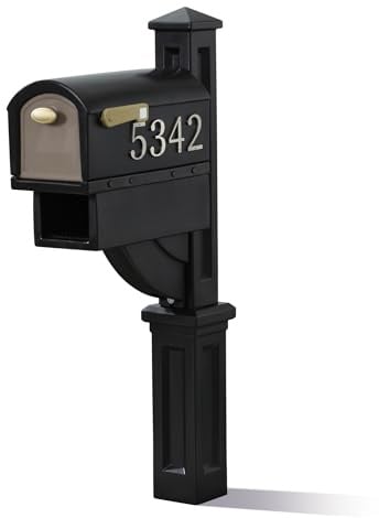 Step2 Mailmaster Hudson Mailbox, Magnetic Door, Large Newspaper Holder, Heavy-Duty, Weather Resistant, Post Mounting Hardware Kit Included, Black