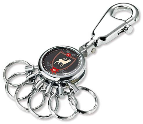 TROIKA PATENT O DEER SCHLÜSSELHALTER – #KYR01-A112 – rund, glänzend – Schlüsselanhänger – Karabiner – 6 ausklinkbare Ringe - Schlüsselorganisation - traditionelles Design - TROIKA-Original