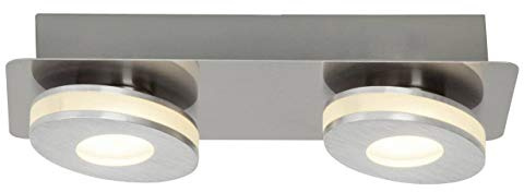 Brilliant Crossing LED Deckenleuchte Wandleuchte 2 flg beleuchteter Dekorand nickel/alu 640 Lumen, LED integriert
