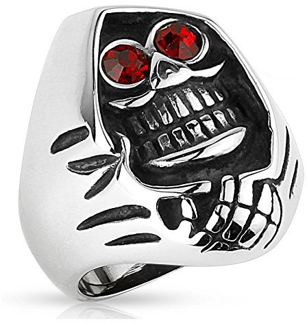 Bungsa 67 (21.3) Sensenmann Totenkopf Fingerring Edelstahl für Männer 60 62 64 67 70 72 (Ring Herren Edelstahlring Herrenring Männerring Biker Harley Easy Rider SOA Sons of Anarchy Grim Reaper Skull