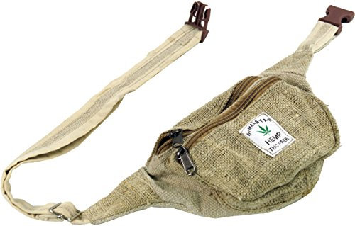 GURU SHOP Praktische Hanf Gürteltasche, Ethno Bauchtasche, Sidebag - Natur, Unisex - Erwachsene, 15x20x8 cm