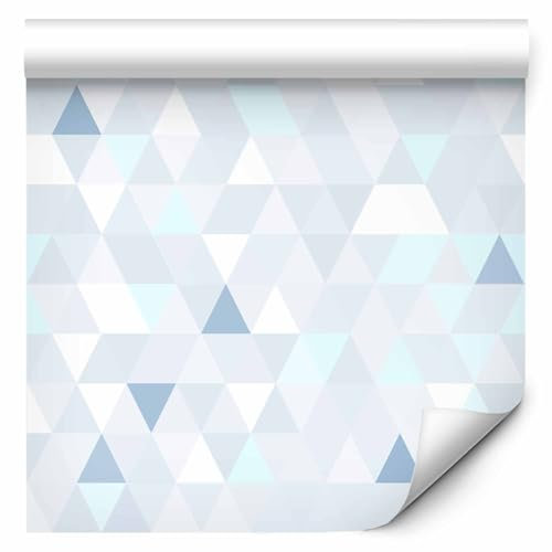 murando - Tapete selbstklebend 10m Wandtattoo dekorative Möbelfolie Dekorfolie Fotofolie Panel Wandaufkleber Wandposter Wandsticker - geometrisch Dreiecke blau weiß f-B-0177-j-d