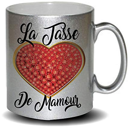 stylx design Mug Gris pailleté La Tasse de Mamour cadeau fête des mères, fête des pères ou toutes autres occasions. Tasse cadeau, bol cadeau, tasse pailletée,humoristique