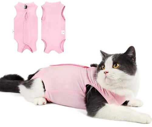 Cat Recovery Suit for Abdominal Wounds or Skin Diseases, Cat Onesie for Cats After Surgery Female Kitten Recovery Suit, Breathable E-Collar Alternative for Cats After Spay Anti Licking Wounds