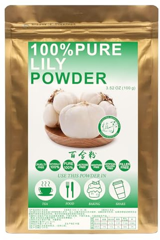 Plant Gift 100% Pure Lily Powder 百合粉 Natural Lily Flour, Great Flavor for Drinks, Adds Flavor and Taste Non-GMO Powder, No Filler, No additives 100G/3.25oz