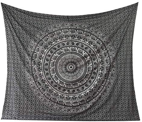 Popular Handicrafts King Silver Elefant Tapisserie Indisches Mandala Wandkunst Hippie Wandbehang Bohemian Tagesdecke Mehrzweck-Wandteppiche Schwarz