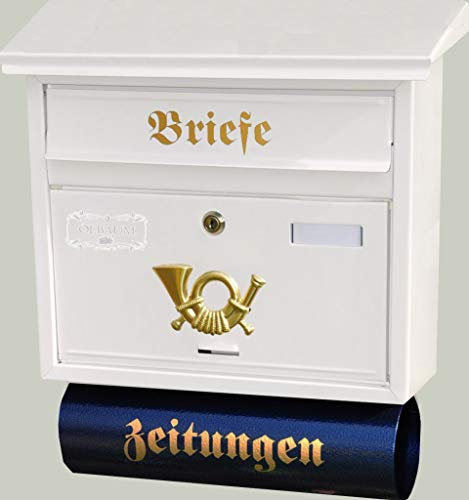 Vintage-Style Design Briefkasten, Motiv mit Zeitungsrolle XXL, Antik-Style,