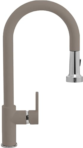 SCHOCK - Miscelatore Aquaalto con Doccia Estraibile a Doppio Gestto | Professional, Colore Grigio Tortora, h443