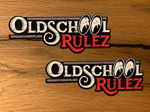 24/7stickers MG408 / 2X Oldschool Aufkleber 13x5cm Vintage Sticker Oldtimer Old Guys Rules Hot Rod Retro Auto Motorrad Biker COOL
