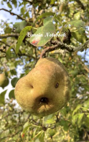 Eunoia Notebook: Funny Face Green Pear Tree Summer Autumn Notebook Journal -100 Pages- Small 5x8