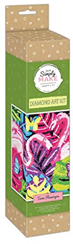 Simply Make Diamond Art Kit - Twin Flamingos - Diamond Painting Kits for Adults, Vibrant Picture Canvas with Accessories, for Home Decor or Wall Hang Accessory, Gem Tool Included - Art & Craft Kit