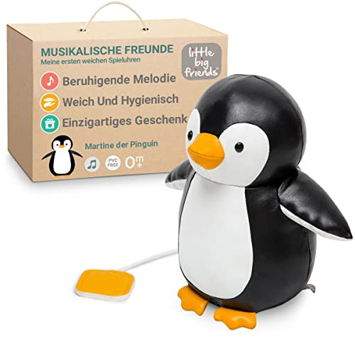 Little Big Friends Musical Friends | Musikalisches Schnurzug-Spielzeug für Babys | Besonderes Stofftier | Leicht zu reinigen | hypoallergen | Martine der Pinguin