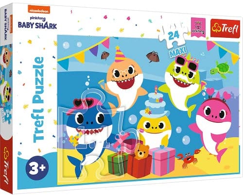 Trefl, Puzzle, Glücklicher Baby Hai, Baby Shark, 24 Maxiteile, für Kinder ab 3 Jahren