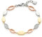 Leonardo Anita Armband aus Edelstahl 1 Stück, Tricolor Glieder-Armband mit ovalen Edelstahlplättchen und Zirkonia-Steinen klar, Damenschmuck, 021548