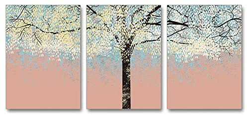 IBUKHSDGYIFH Ölbild Blüte Baum Leinwand Malerei Abstrakte Wandkunst Poster Modern Für Wohnzimmer Blau Gold Drucke Wohnkultur Ungerahmt-30x40cmx3