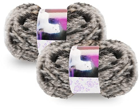 Pwsap 2Pack Pelote de laine à tricoter et crocheter,100g Gris Boules Fil, Très doux imitation fourrure Fil ultra Pour Métier Tisser La Main utilisé le tricot crochet