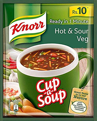 Knor Veg Hot and Sour Cup-A-Soup, 11g (Pack of 10)