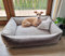 4L Textil Teo Kuscheliges Hundebett Bezug abnehmbar und waschbar Hundekorb mittelgroße Hunde Hundekissen flauschig Hundekörbchen Hundesofa (120x100 cm, Braun/Beige)