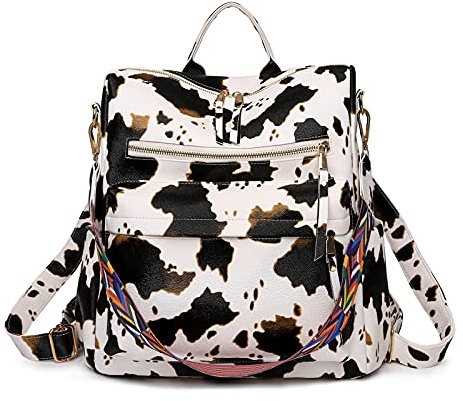 FANDARE Elegant Rucksack Damen 3 in 1 Handtasche Mädchen Schultasche Wasserdicht Schultertasche Schulrucksack Casual Daypacks für Pendeln Reise Campus Sport Schulranzen Rucksäcke PU Beige Weiß