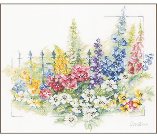 Lanarte Kreuzstich Stickpackungen Gezählter Kreuzstichbilder Set BLUMENEXPLOSION Wanddekoration Handarbeit Set für Erwachsene 45 x 40 cm DIY Deko Bastelset Handwerker Kreative Geschenkset