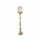 Loberon Kerzenständer Passion, Opulentes Format, Aufwendig Gearbeitet, Schickes White-Washed-Finish, Deko-Objekt, Windlicht, Kerzenhalter, Mangoholz, Glas, antikbeige