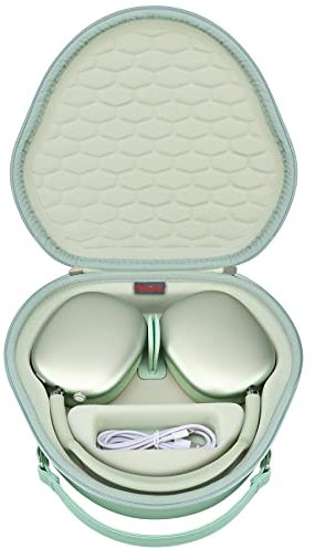 Elonbo Hard Carrying Case for Apple AirPods Max Wireless Over-Ear Headphones,New AirPods Max Bluetooth Headphones Travel Protective Cover Earphone Protector Storage Bag,Extra Space fits Charger.Green