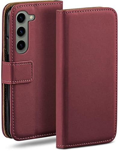 moex für Samsung Galaxy S23 Plus Hülle mit Kartenfach, Handyhülle klappbar 360 Grad Schutzhülle, PU Leder Handytasche Samsung Galaxy S23 Plus Klapphülle Flip Case, Weinrot