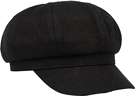 Perfeclan Visier-Baskenmütze für Damen, Newsboy-Mütze, Paperboy-Mütze, 8 Bahnen, verstellbare Retro-Achteckhüte, Cabbie-Mütze für Outdoor-, Reisen, Damen, Schwarz