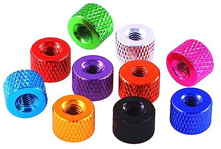 10 Stück Aluminium-Rändelmuttern M3 M4 Aluminiumlegierung Rändelmuttern, Lila, M3