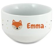 DECOHO Bol petit déjeuner enfant personnalisable avec prénom et motif animal