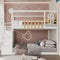 Dolamaní Hochbett Etagenbett 90 * 200, Doppelbett, Multifunktionales Kinderbett, mit Treppe, Fenster und Regalkasten,Kinderbett mit 3 Schließfächer in der Treppe