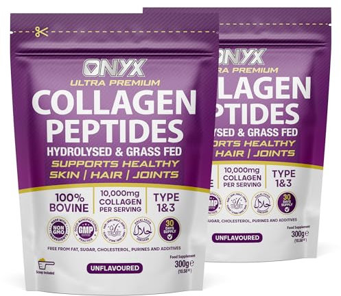 Premium Collagen Powder (Type I, III) 600g Hydrolysed Bovine Collagen Peptides Powder - Halal Certified - 19 Amino Acids - High Levels of All 8 Essential Amino Acids & BCAAs (600 Servings)