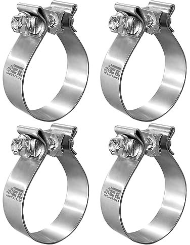 ETL INDUSTRIES 4 Inch Exhaust Clamp, 304 Stainless Steel Narrow Band Clamp for Muffler 4pcs