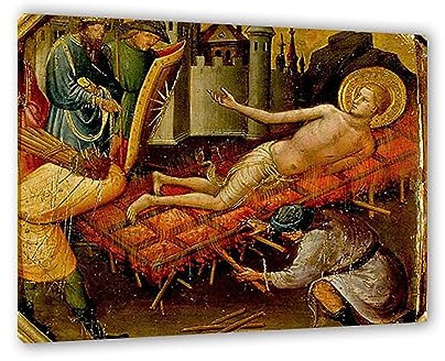 RKGHDCX Berühmte Wandbilder von Bild druck auf Leinwand‘Märtyrer von Saint Laurent’ Reproduktion von Ölgemälden Religion Kunstdrucke auf Leinwand für Wohnzimmer 40x50cm16 x20 Gerahmt