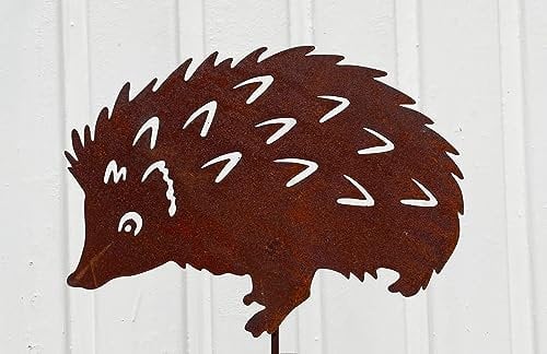 Kleiner Igel 16x22cm zum Stecken Gartenstecker Edelrost Gartendeko Wetterfest Rost Gartenfigur Metall Rostfigur Tier Waldtier