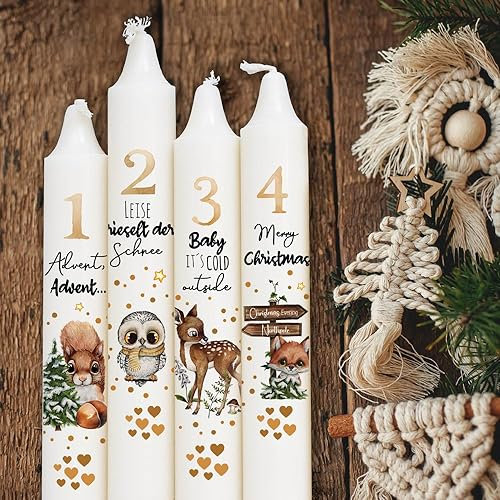 ilka parey wandtattoo-welt Kerzensticker Kerzentattoos Tattoofolie Weihnachten Winter Tiere Adventskerze Advent Tiere für Kerzen oder Keramik A4 Bogen DIY Stickerbogen kst106