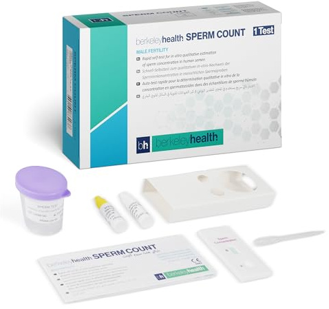 Berkeley Health Easy Check Male Fertility Test Kit, Sperm Count (1 Test) | 15 million/mL reference level, Colour comparison results, Complete self-test kit, Discuss with a professional