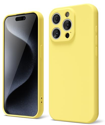 oakxco für iPhone 15 Pro Hülle Silikon Case mit Kameraschutz, Ultra Dünn Bunt Handyhülle Mädchen, Einfarbig Handy Hülle Slim Schutzhülle, Matt TPU Weich Gummi Glatt Silikonhülle Bumper, Gelb