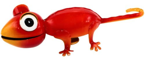 Dekohelden24 Metall Eidechse mit Magnet in rot - Kühlschrankmagnet, Größe: L/B/H ca. 19 x 8 x 5 cm