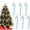 13cm Baby Blue White Candy Cane Christmas Decoration - 6pcs Glitter Xmas Tree Pendant Hanging Ornaments, Plastic for Holiday New Year Party Decor