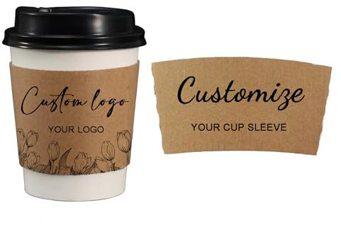 Custom Brown Kraft Coffee Cup Sleeves,Personalised Disposable Cup Sleeves,Disposable Corrugated Sleeves,Coffee Cup Wrap Gift for Wedding/Baby Shower/Retirement(20-100pcs) (Kraft Cup Sleeve)