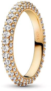 TOFBS Ewigkeit Ringe 925 Sterling Silber Tennisring Cubic Zirconia Ring Freundschaftsringe Promise Rings Stapelbare Daumenring Schmuck Geschenk Für Damen Frauen (Gold,52)
