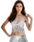 Damen Silber Pailletten Top Quaste Perlen Top Neckholder BH Glitzer Top Damen Bauchtanz Oberteil Kostüm Rückenfrei Bandage Glitzer Oberteile Silber mit Neckholder mit Quaste für Party Club Boho
