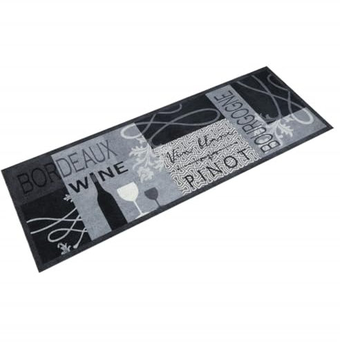 vidaXL Küchenteppich, Küchenläufer rutschfest Waschbar, Teppichläufer für Innen Außen, Teppich Läufer Küchenmatte, Wein Grau 60x180cm Samt