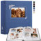 Lanpn Fotoalbum zum Selbstgestalten und Einkleben, Großes Leinen Fotobuch Fensterdesign 100 weißen Seiten mit Pergamin Trennblätter Fasst 9x13cm 10x15cm 13x18cm Fotos (30x33,5cm, Blau)