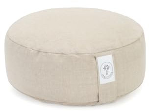 Spirit Love Leinen Yogakissen mit Bio-Buchweizenschalen | Meditationskissen | Anpassbare Füllung mit waschbarem Bezug | Sitzkissen Perfekt für bequemes und sanftes Yoga | 100% Natürlich - M 35x13cm…