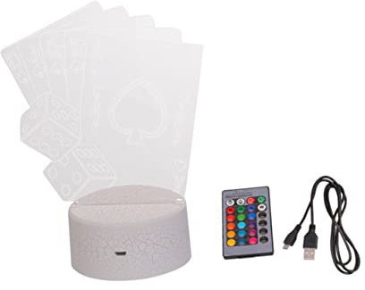 Veemoon Illusionslicht Poker Lampe Acryl Nachtlicht Mit Buntem Und Rissmuster-basis Energieeffiziente Tischdekoration Für Gaming Und Partys Usb Betrieben