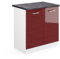 Vicco Meuble Bas sous-évier R-Line, Rouge Bordeaux Haute Brillance/Blanc, 80 cm, PT Anthracite
