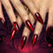 Long Stiletto Press on Fake Nails Dynamic Red Cat's Eye Nail Art Decoration Halloween Manicure for Women and Girls 24pcs