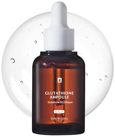 TOSOWOONG Glutathione Serum 20.000ppm – mit Niacinamid & Hyaluronsäure – gegen dunkle Flecken, verbessert Hautelastizität, revitalisiert den Teint – Koreanische Kosmetik, 30ml